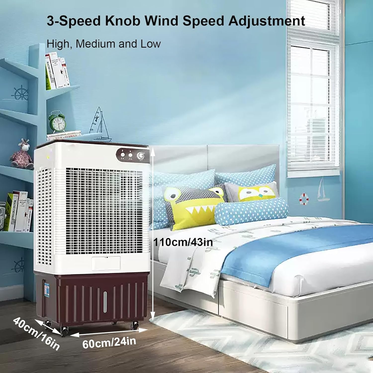 4-In-1 Portable Air Conditioners, 4000CFM Evaporative Air Cooler, 120°Oscillation Swamp Cooler, 16 Gal Tank, 2 Ice Packs, 3 Wind Speeds for Outdoor Indoor Use