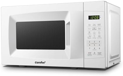 COMFEE' EM720CPL-PM Countertop Microwave Oven with Sound On/Off, ECO Mode and Easy One-Touch Buttons, 0.7 Cu Ft/700W, Pearl White