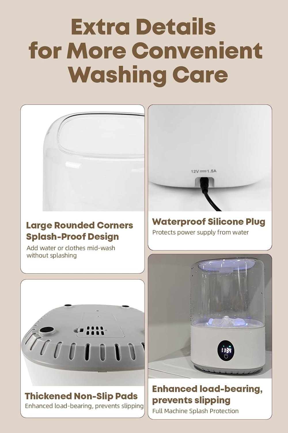 Portable Mini Washing Machine, 4L Washing Machine Cleaning for Underwear, Plug-in Compact Washer for Singles, Apartments, RV, Plug-in Compact Underwear Laundry Washer