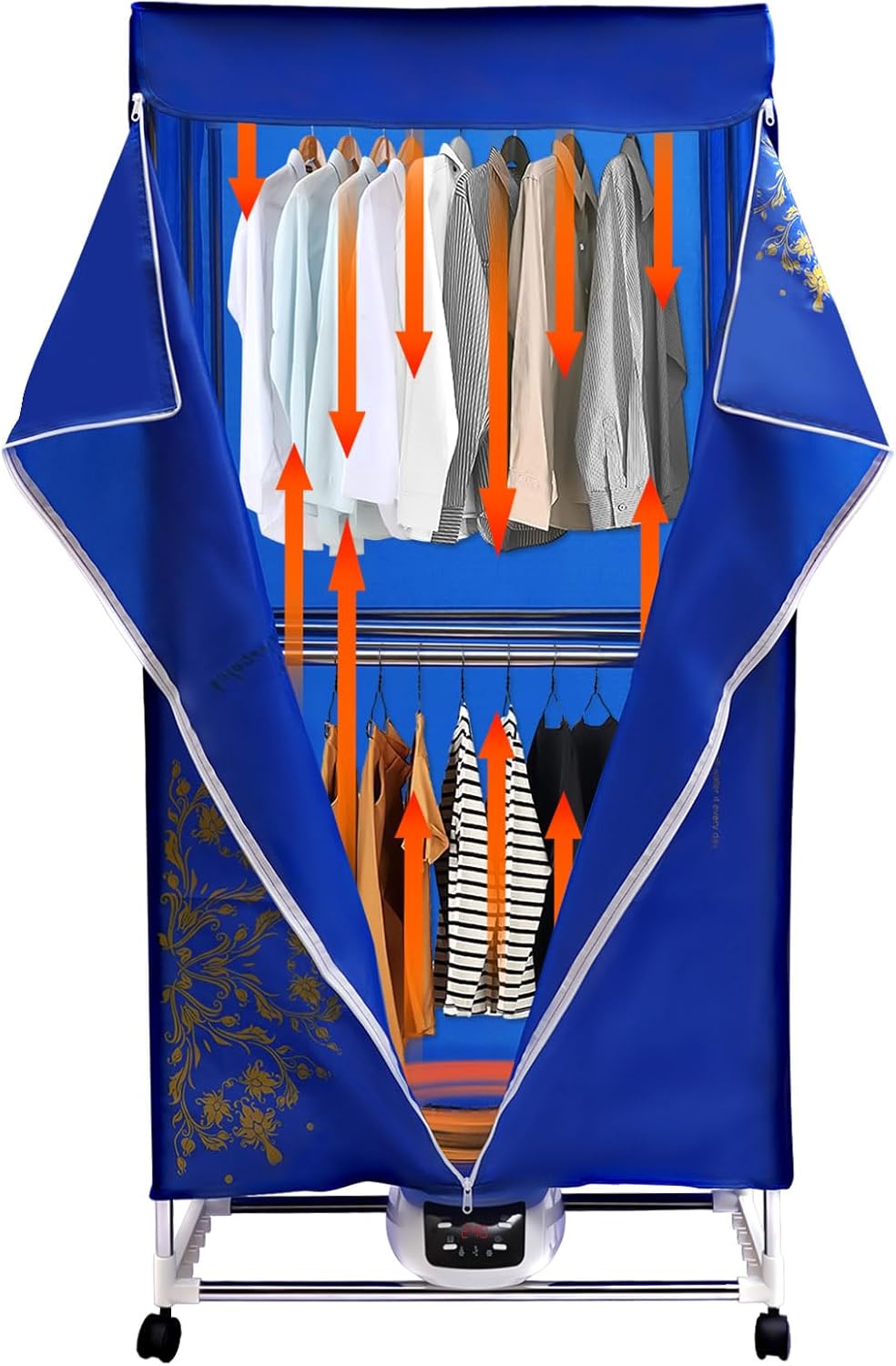 Electric Portable Clothes Dryer Travel Dryer Machine, 1200-1500W Drying Machine for Folding Remote ControlStainless Steel Mini Dryer for Apartments Home Dorms Travel