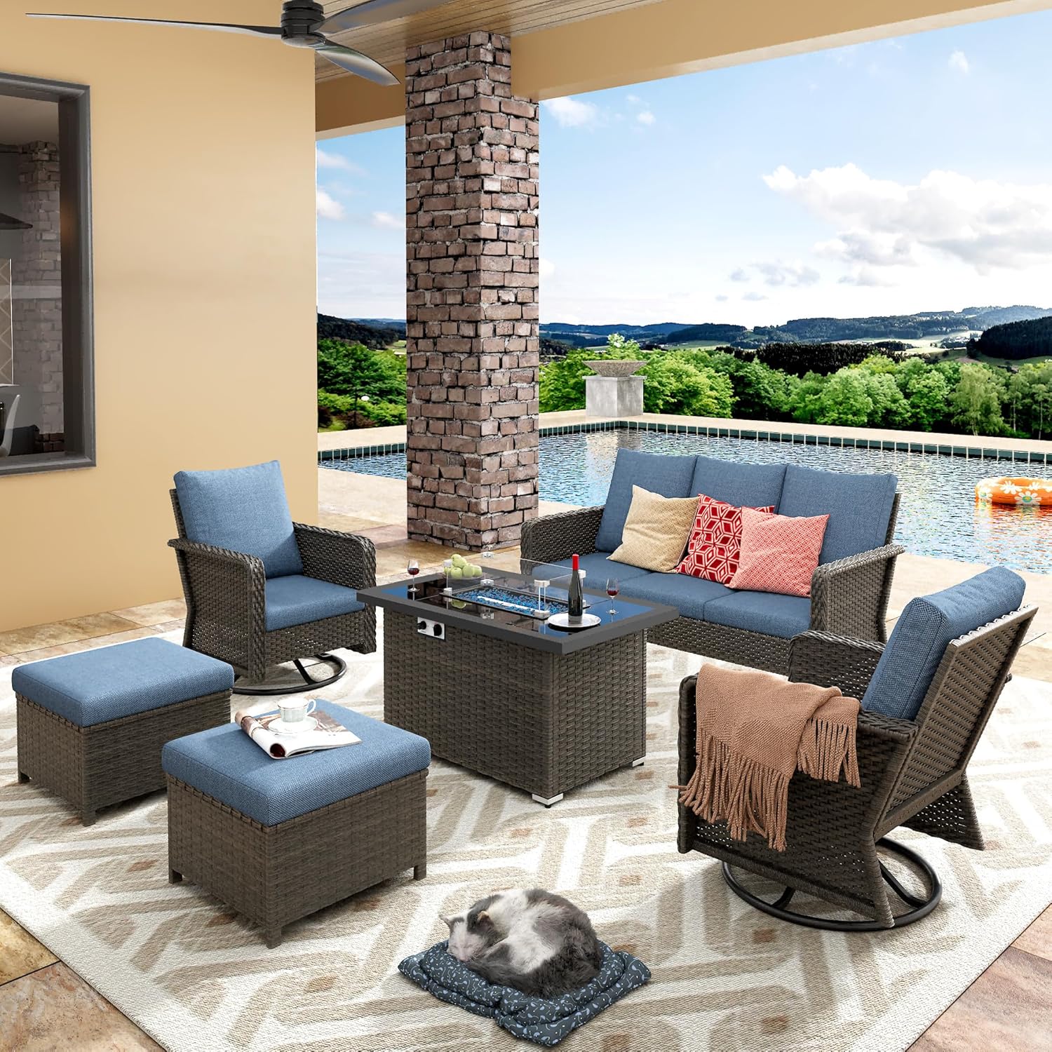 Yechen Patio Furniture Set 6 Peices with 44