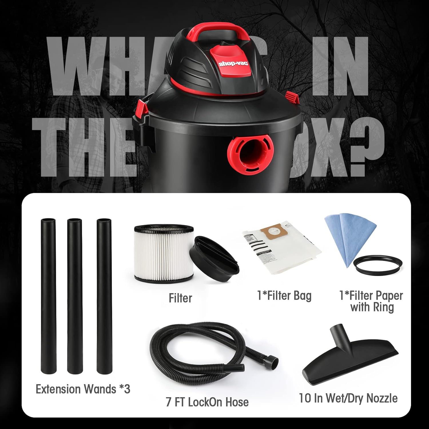 Shop-Vac 5920689 Wet/Dry Vacuum Cleaner, 6 Gallon, 3.0 Peak HP, 1.25 Inch Diameter x 7 Foot Hose, 6 Foot Cord, Ideal for Jobsite, Garage & Workshop