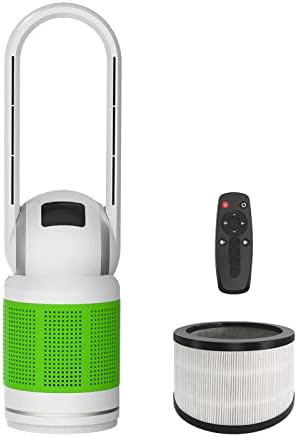 Bladeless Tower Fan and Air Purifier in One 32-Inch, HEPA-filter, 8-Speed, Oscillating, Remote Control, 8H Sleep Timer, White(MT1005)