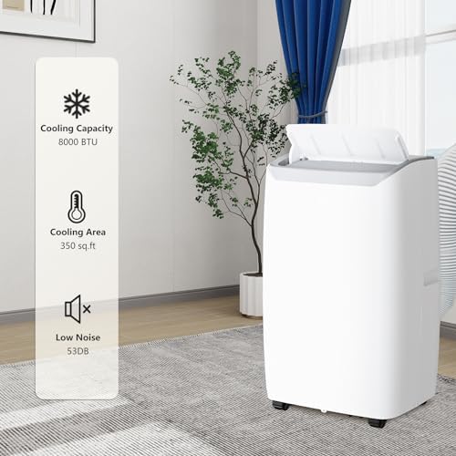 12000 BTU Portable Air Conditioner, 3-In-1 (Cool/Dehumidify/Fan) with Remote,Wheels and LED Touch Control & 24H Timer, Air Conditioners Cools Rooms Up to 550 Sq.Ft for Home, Office & Living Room