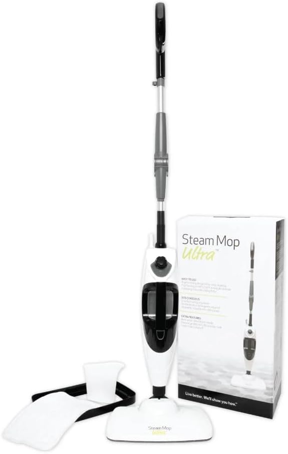 Smart Living Steam Mop Ultra, Black and White (NEW)
