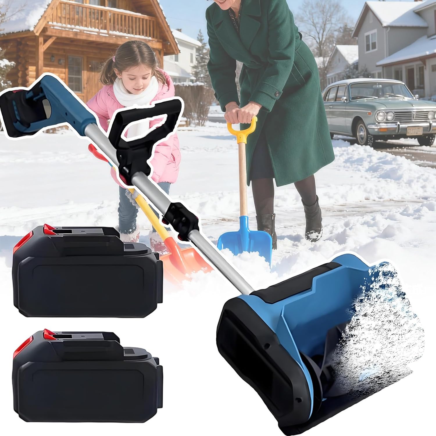 Electric Shovel for Snow Removal 21v Battery – 7.2lb Snow Pusher Electric, Clears 12.2