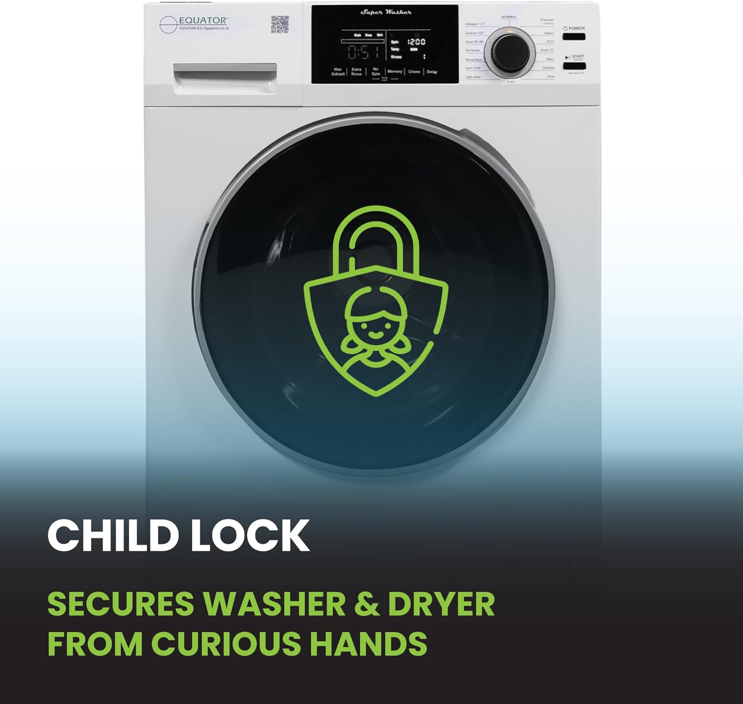 Equator Deluxe MATCHING 110V Washer 1.9 cu.ft + Vented Sensor Dryer 4 cu.ft