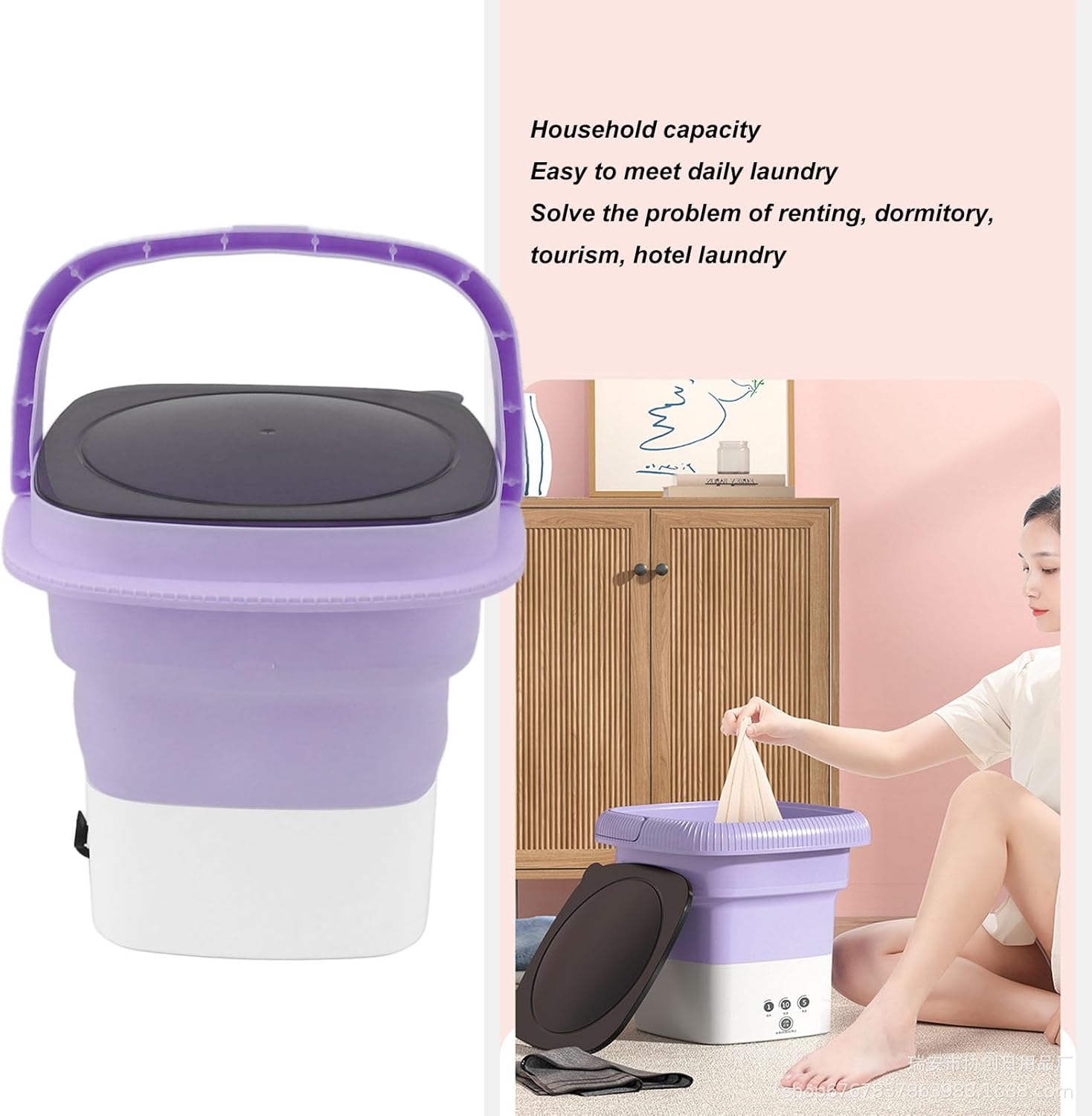 TOPINCN Portable Washing Machine with Advanced Turbine Technology, Mini Foldable Laundry Washer for RV Travel, Apartment (Violet)