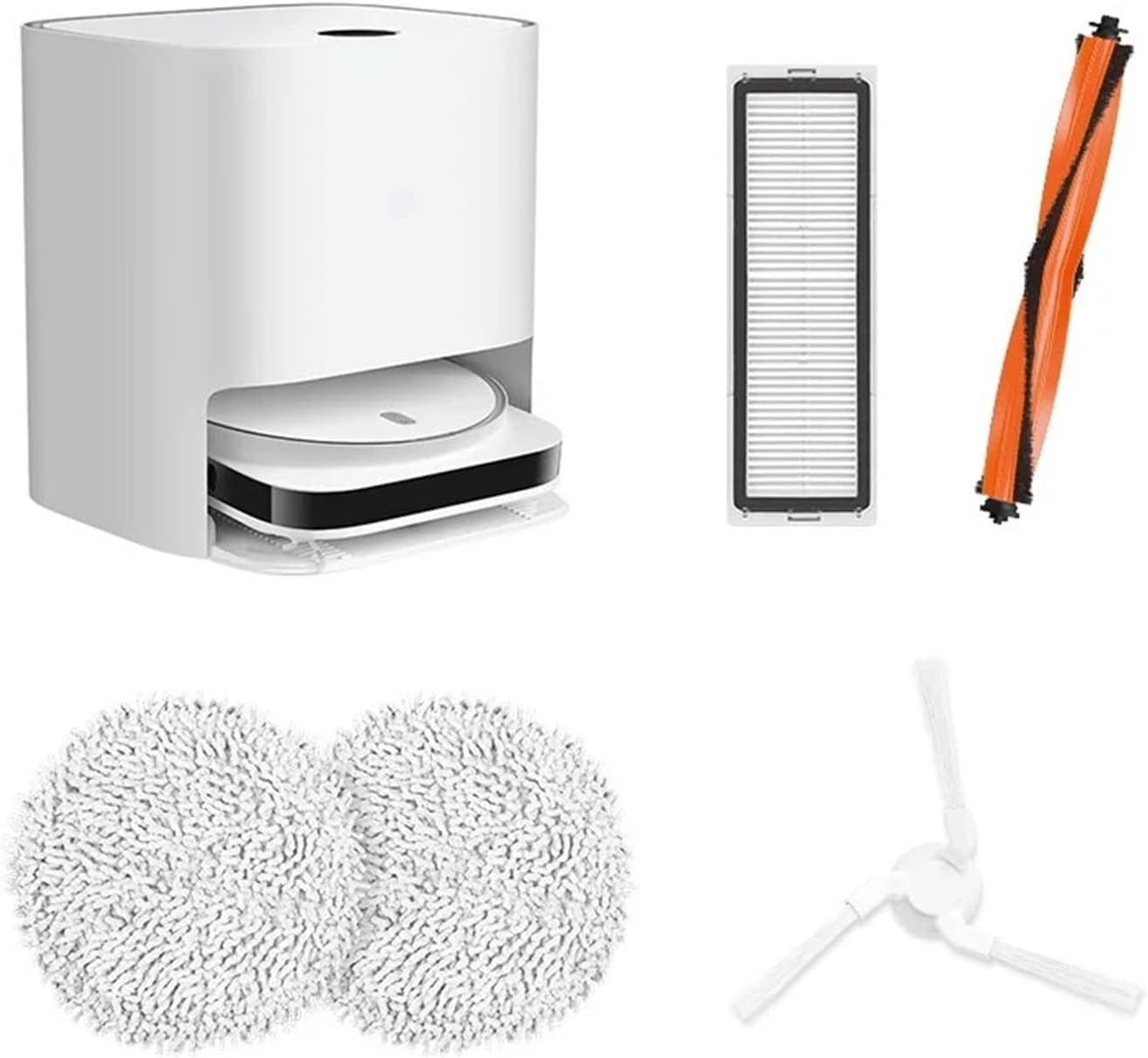 SteFik Robot Vacuum Repair Kit. Compatible for Xiaomi Mijia STYTJ06ZHM Self Cleaning Robot Vacuum Mop Pro Hepa Filter Main Side Brush Mop Cloth Vacuum Cleaner Accessories (Color : AS Shown12)