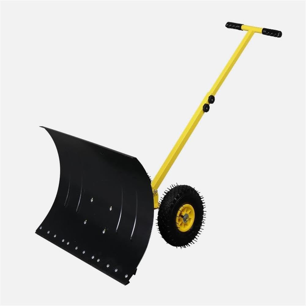 Snow Shovel with Wheels Heavy Duty Rolling Adjustable Snow Pusher Snow Removal