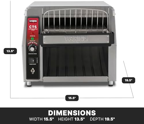 Waring Commercial CTS1000 Coneyer Toaster, 450 Slices per hour, 120V, 1800W, 5-15 Phase Plug