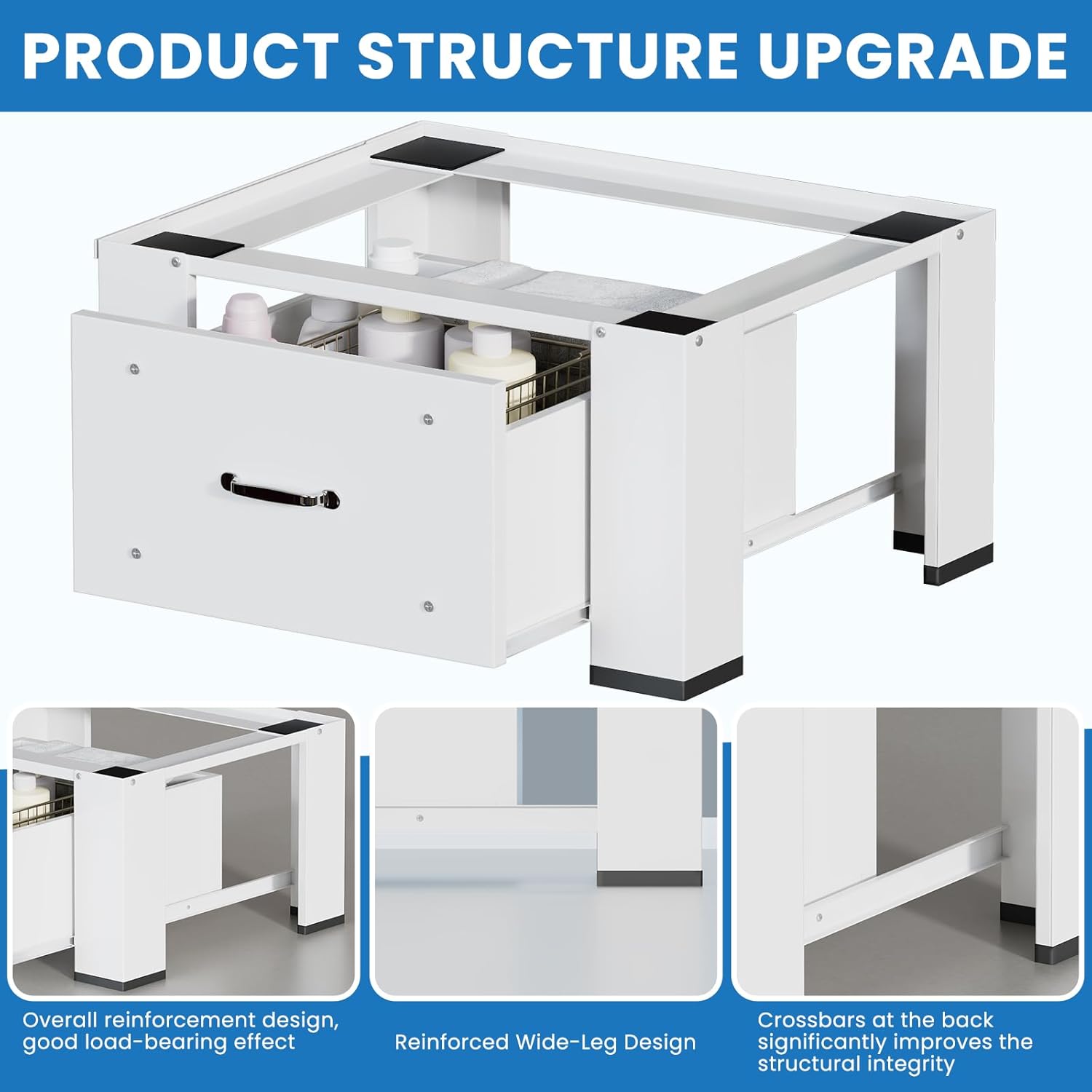 2 Pack Laundry Pedestal With Drawers, 25.2