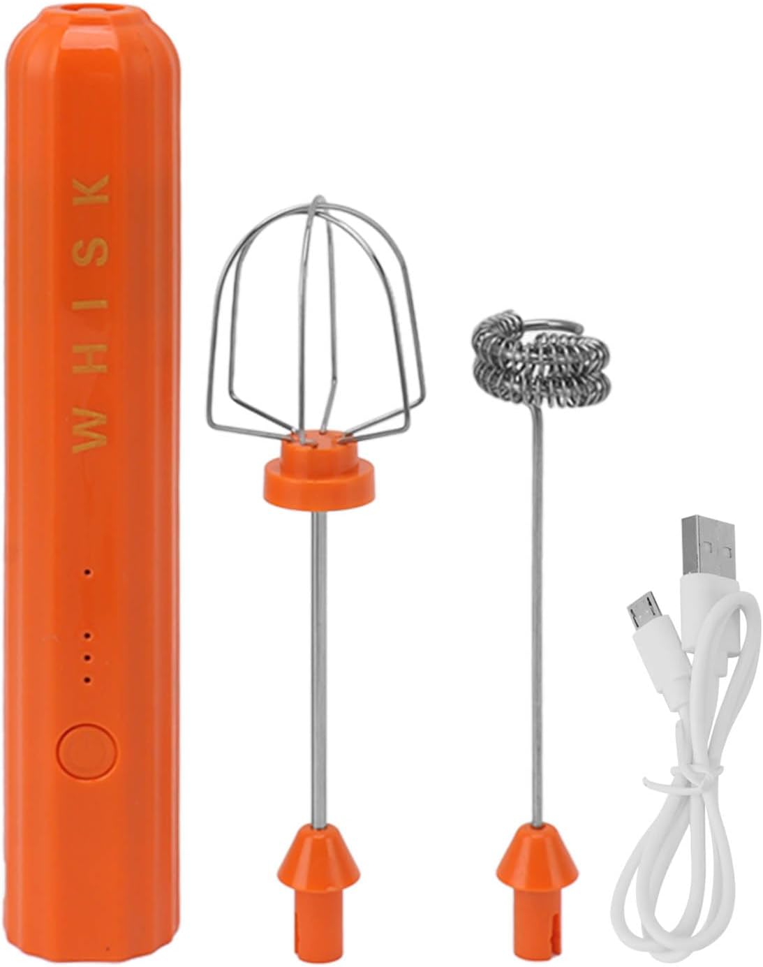 USB Stainless Steel Electric Household Mixer, Handheld Small Mixer Wireless Whisk Frother Wand, Ideal Hand Frother for Kitchen Use (Orange)