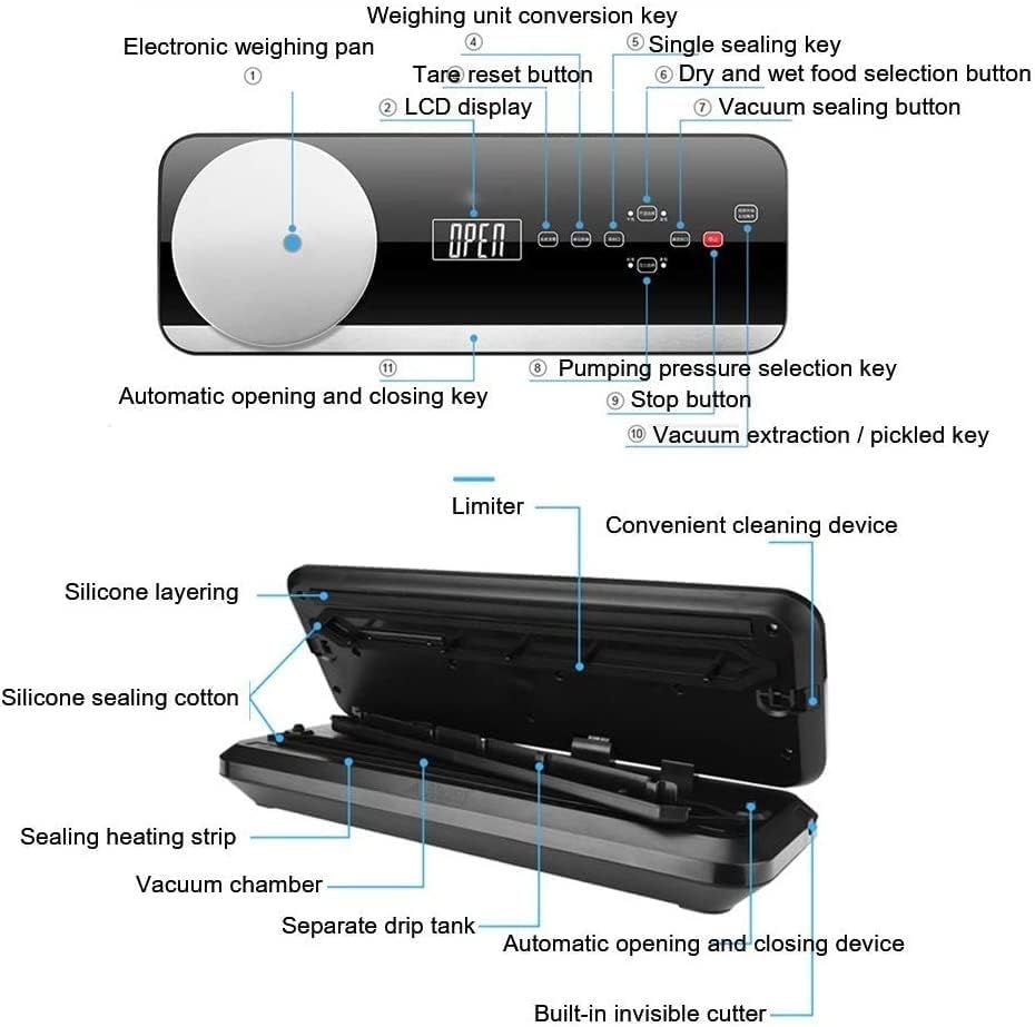 MIXIA Multifunctional Household Vacuum Packing Machine, Portable Vacuum Sealing Machine, Food Vacuum Sealer Automatic Industrial Household Small Kitchen Appliances Home essentials