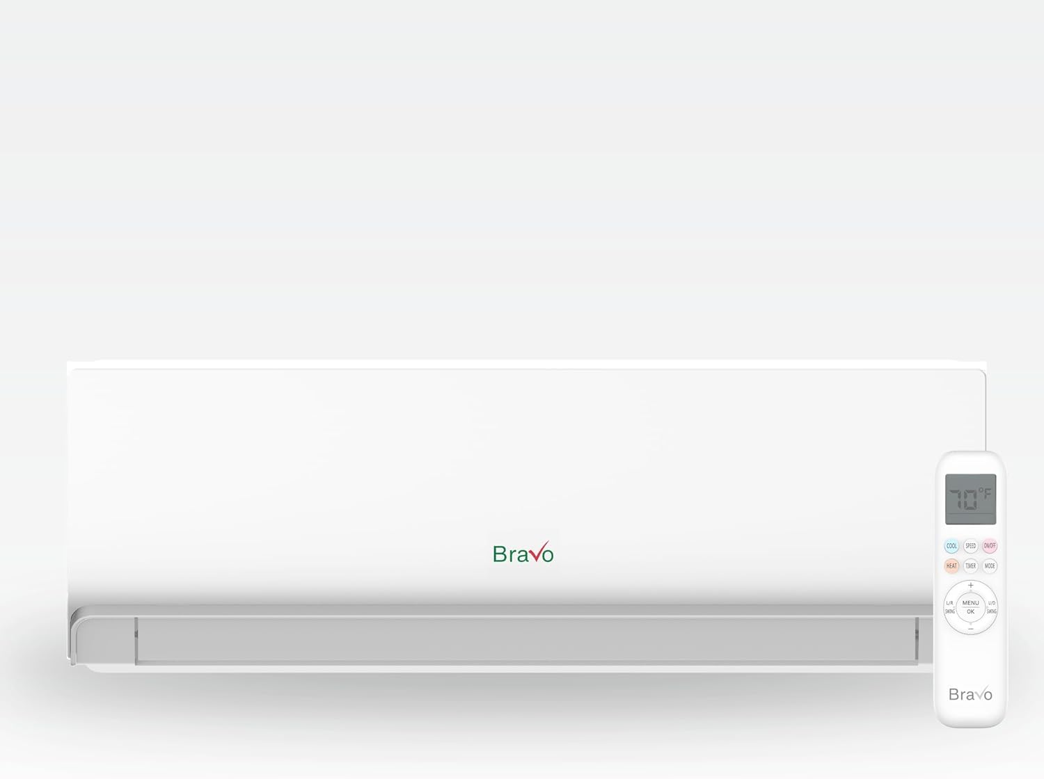 BRAVO 18,000 BTU Dual Zone 9000 + 12000 BTU Wall Mount, 22 SEER2 Ductless Mini Split AC & Heat Pump – Includes Smart Control & 16FT Installation Kits – Inverter System