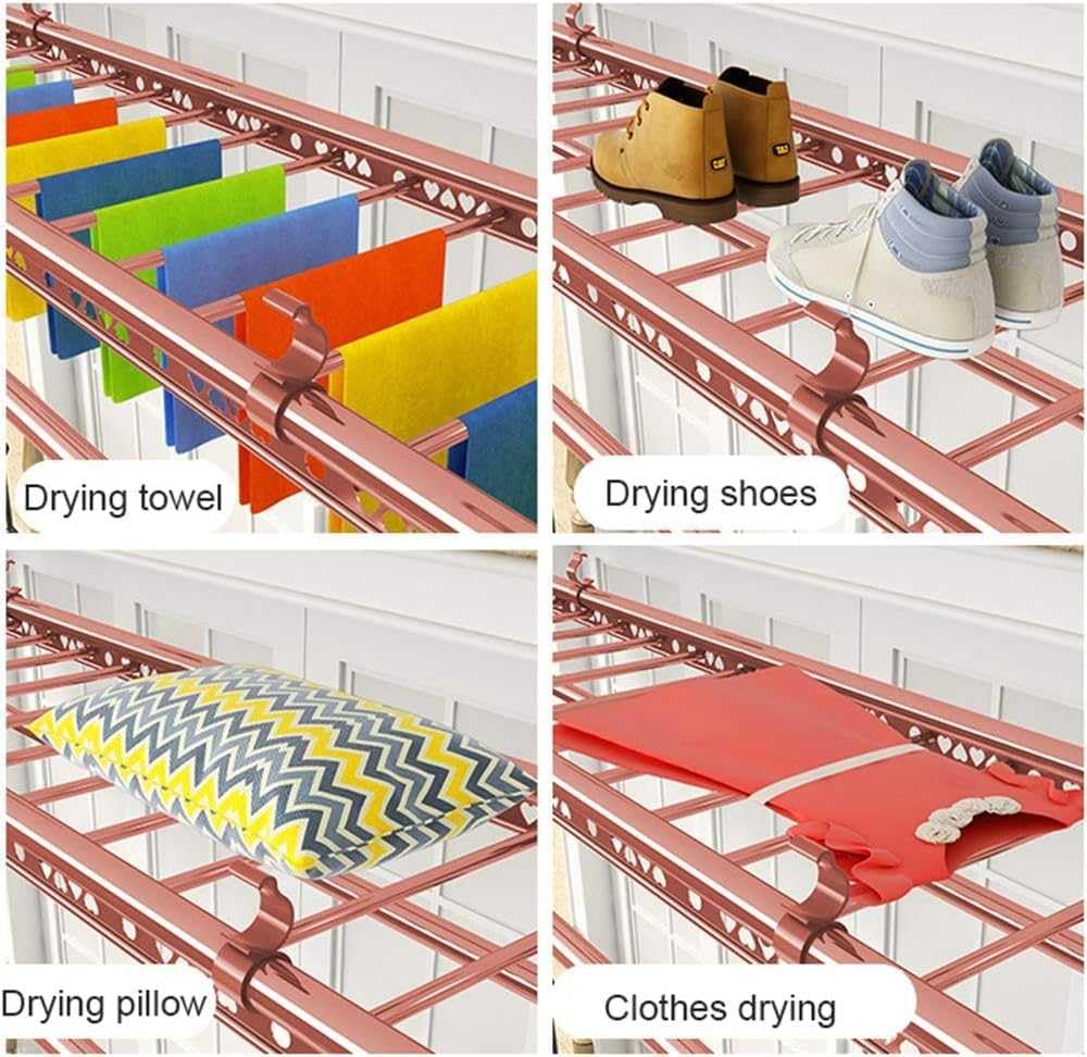 150cm Aluminum Alloy Ceiling Dryer Drying Rack,4-Bar Household Airer Pulley Laundry Clothesline,Space Saving Clothes Drying Solution (Black Color)