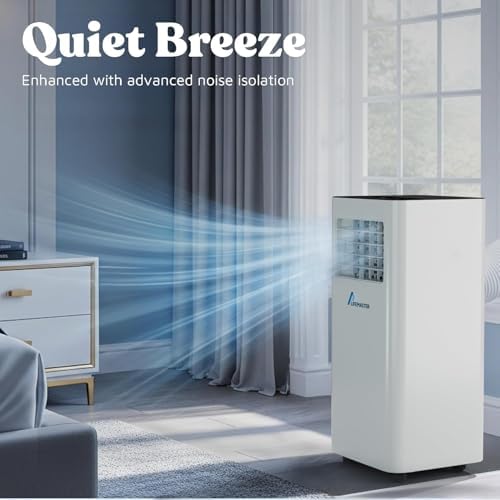 Lifemaster 3-in-1 Portable Air Conditioner, 8,000 BTU Rolling AC Unit with Cooling, Fan and Dehumidifier for Rooms up to 250 Sq. Ft., Remote Control, Digital Touch Panel, Window Kit Included, White