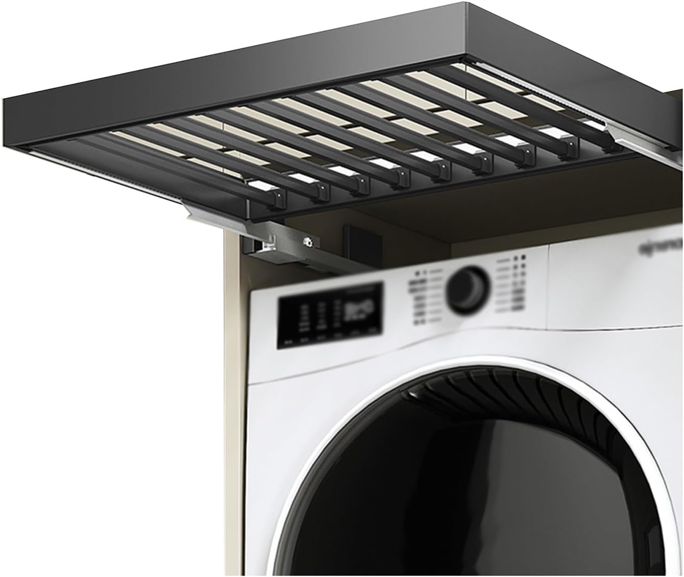 Space-Saving Invisible Clothes Drying Rack Above Washing Machine, Retractable Trouser Rack Drawer & Built-in Wardrobe Pull-out Basket (664-714mm)