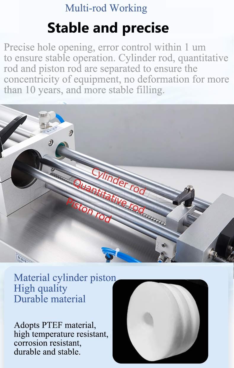 Hanchen Pneumatic Liquid Filling Machine Fully Pneumatic Liquid Dispenser Horizontal Piston Filler for Engine Oil, Honey, Laundry Detergent, Shampoo, Shower Gel (500-5000ml (16.9-169 oz))