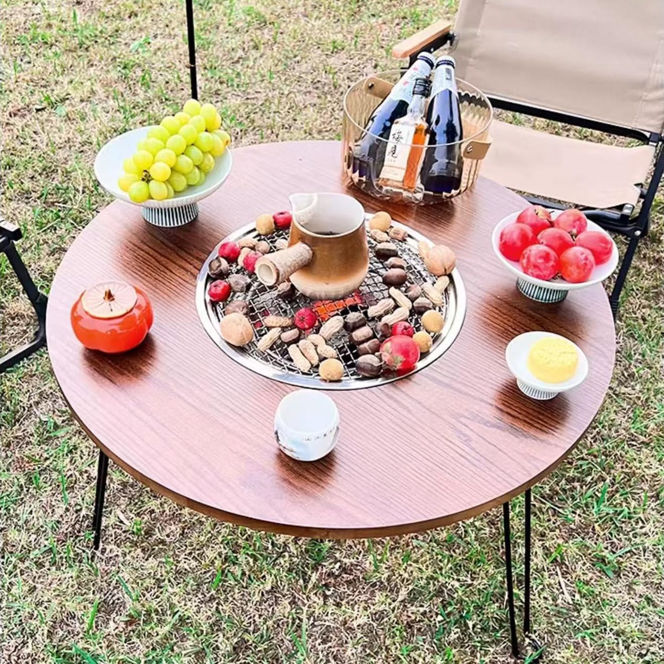 BBQ Table, Fireside Tea Table, Outdoor Wood-Burning fire Pit. Portable fire Pit is Suitable for All Seasons, Home, Outdoor Activities and Camping.