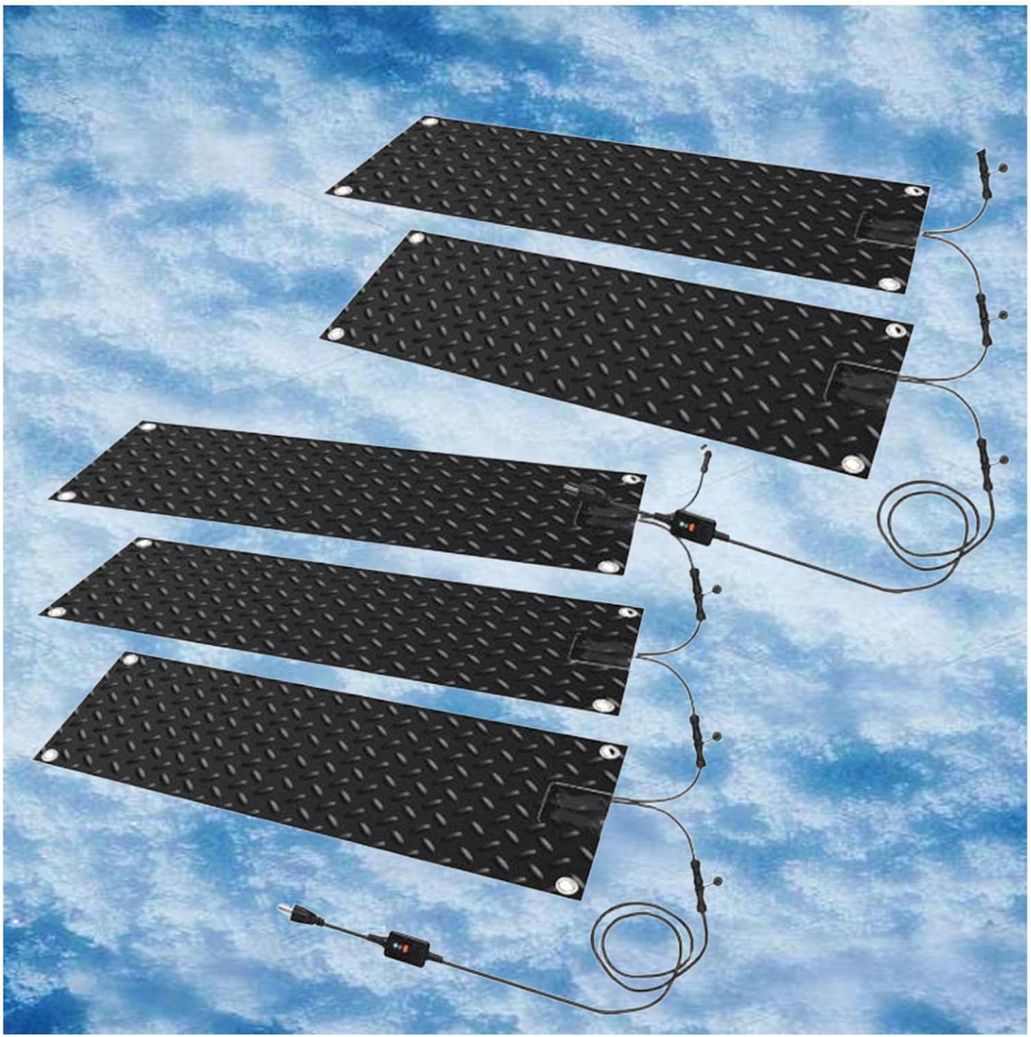 Snow Melting Mat New Model Waterproof Anti Slip Design,with Power Cord Snow Heat Mats Trusted Snow and Ice Melting Mats,for Stairs Doorways Staircases,5Pcs
