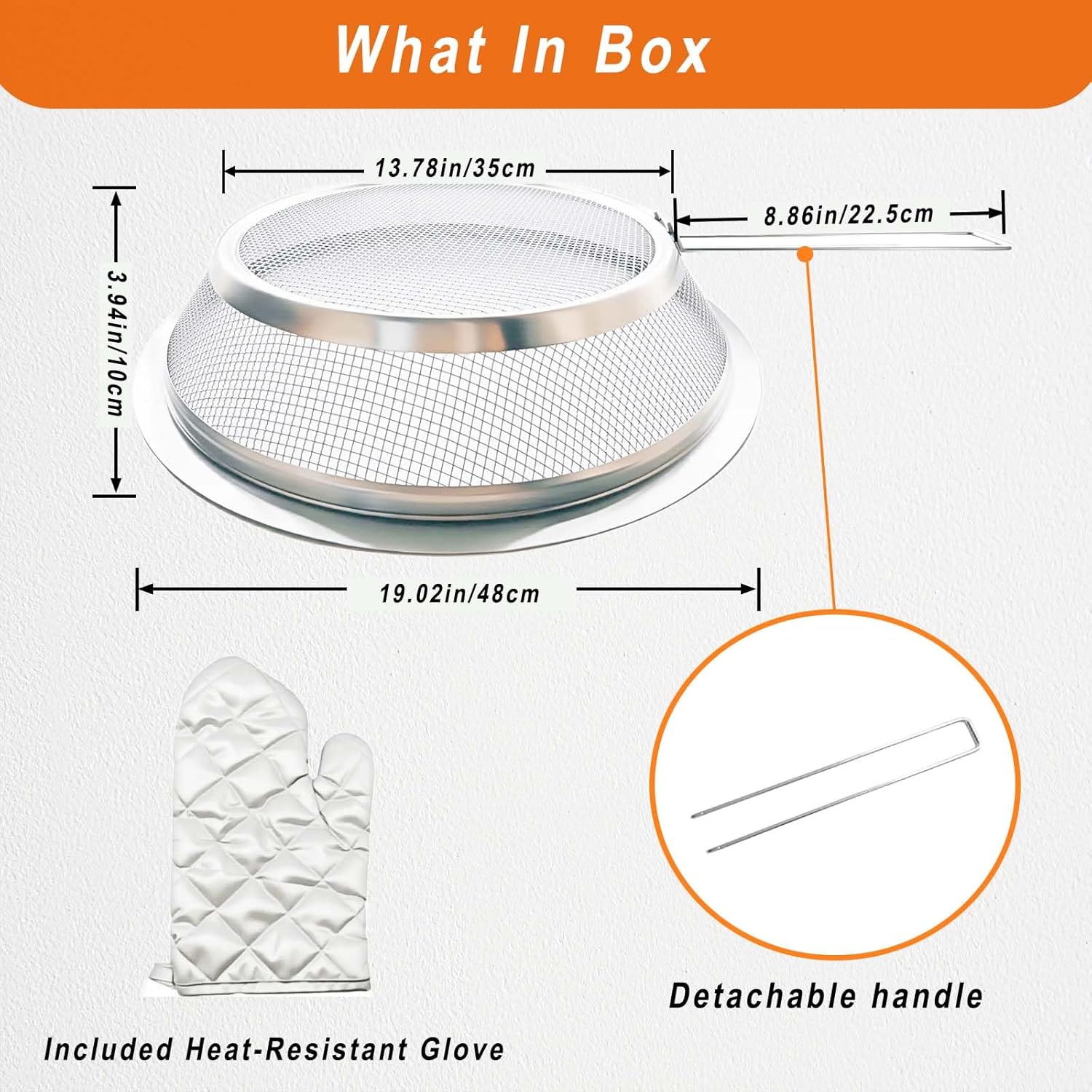 Fire Pit Spark Screen ，19/19.5 inch Bonfire Shield for Solo Stove Accessories,Easy Installation, Durable 304 Stainless Steel, Removable Handle for Ultimate Safety and Convenience