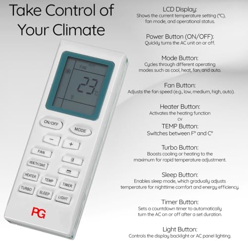 PG Split System Air Conditioner 12,000 BTU Heat Pump, 17 SEER Ultra Energy Efficient, Quiet Operation, Indoor & Outdoor Units, 230V, Refrigerant R-32, Wi‑Fi Smart Control