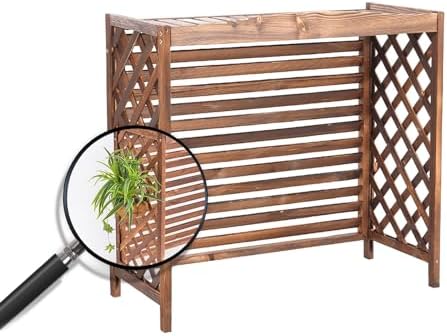 Portable Air Conditioner Cover for Outside Unit Weather Resistant Solid WoProtective Grilles Privacy Fence Screens Flower Rack Shutters Outdoor Plant Display Rack Storage Shelf (S