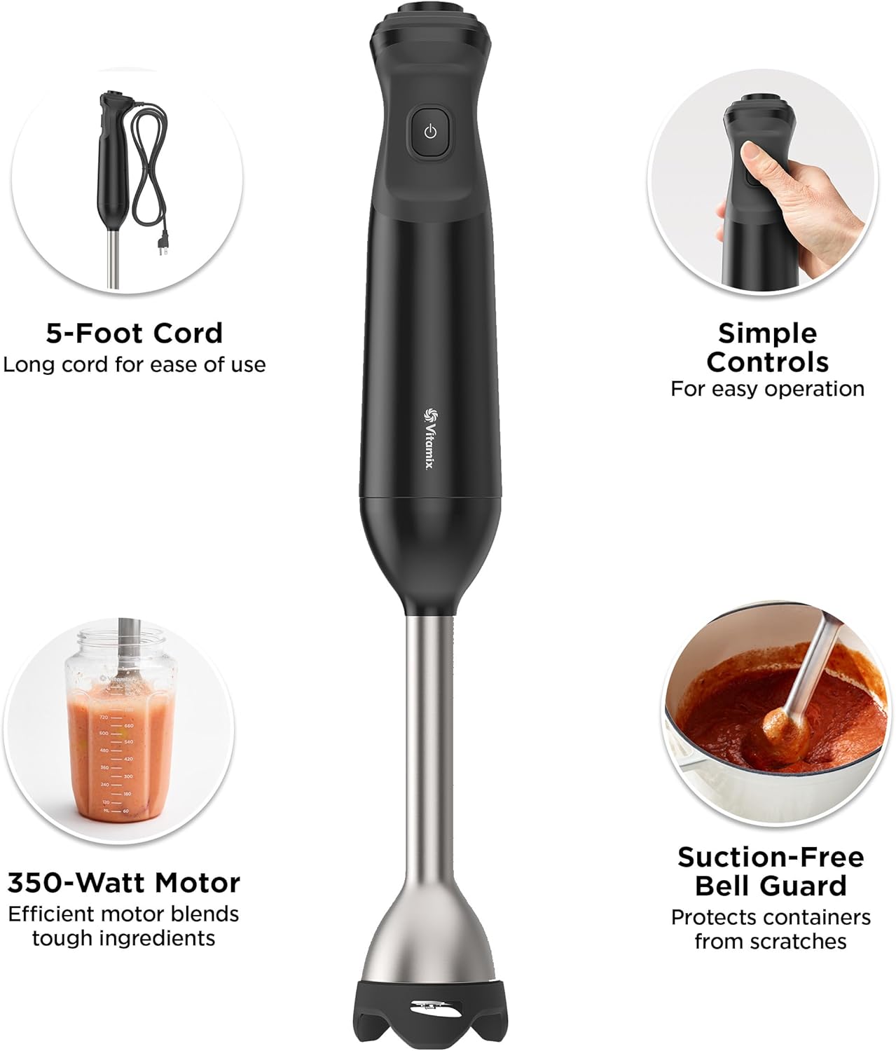 Vitamix 2-Speed Immersion Blender + Whisk, Black (Renewed)