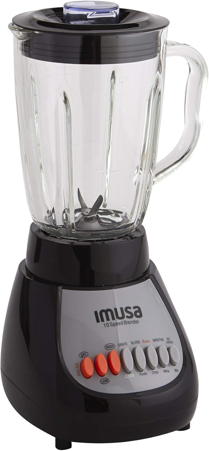 IMUSA USA GAU-80313B Black 10-Speed Blender with Glass Jar 4, 42 oz
