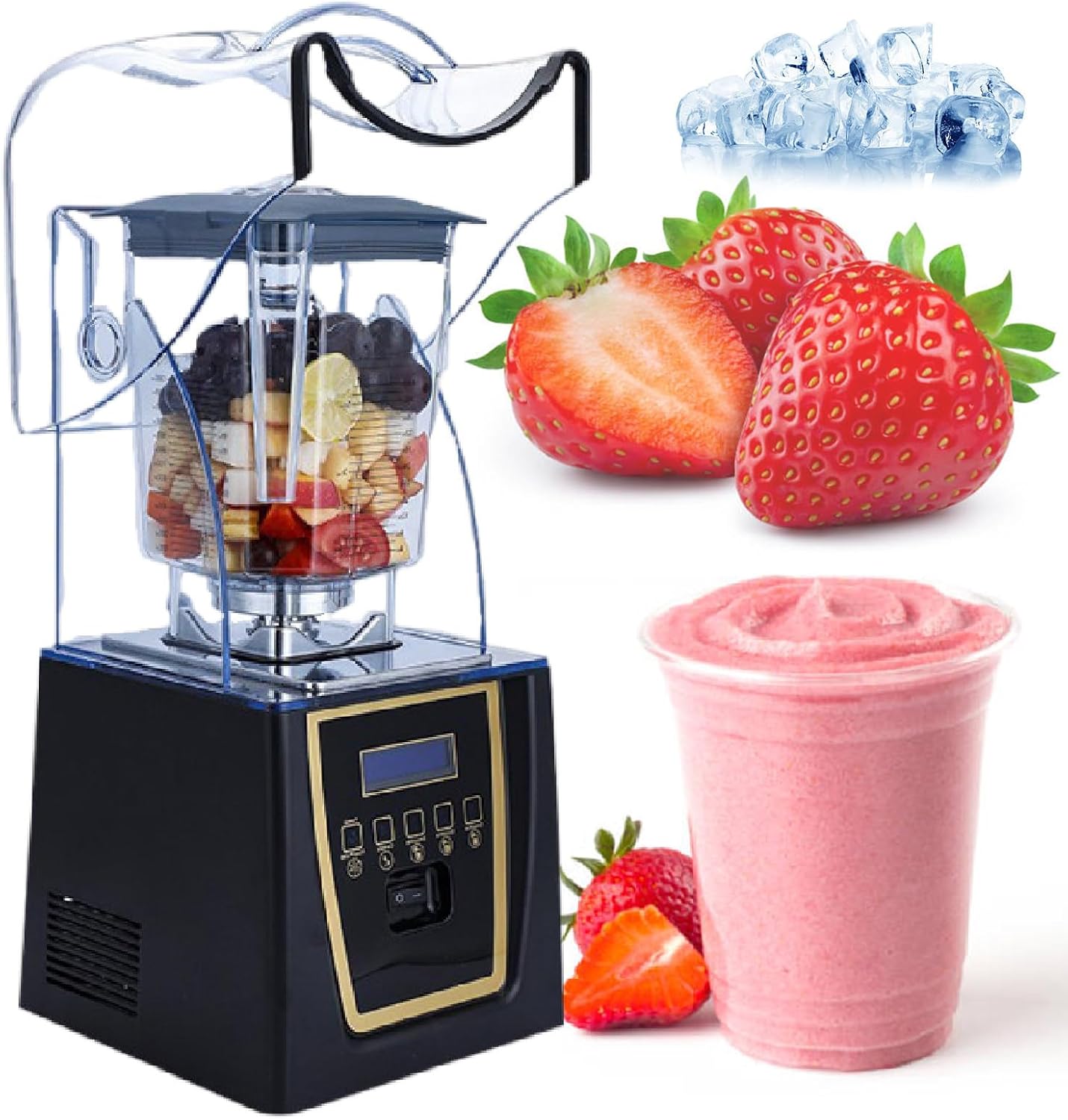 Commercial Countertop Blenders,Stainless Steel 9 Speed & 5 Functions Blender, for Shakes, Smoothies/Crush Ice (220v)