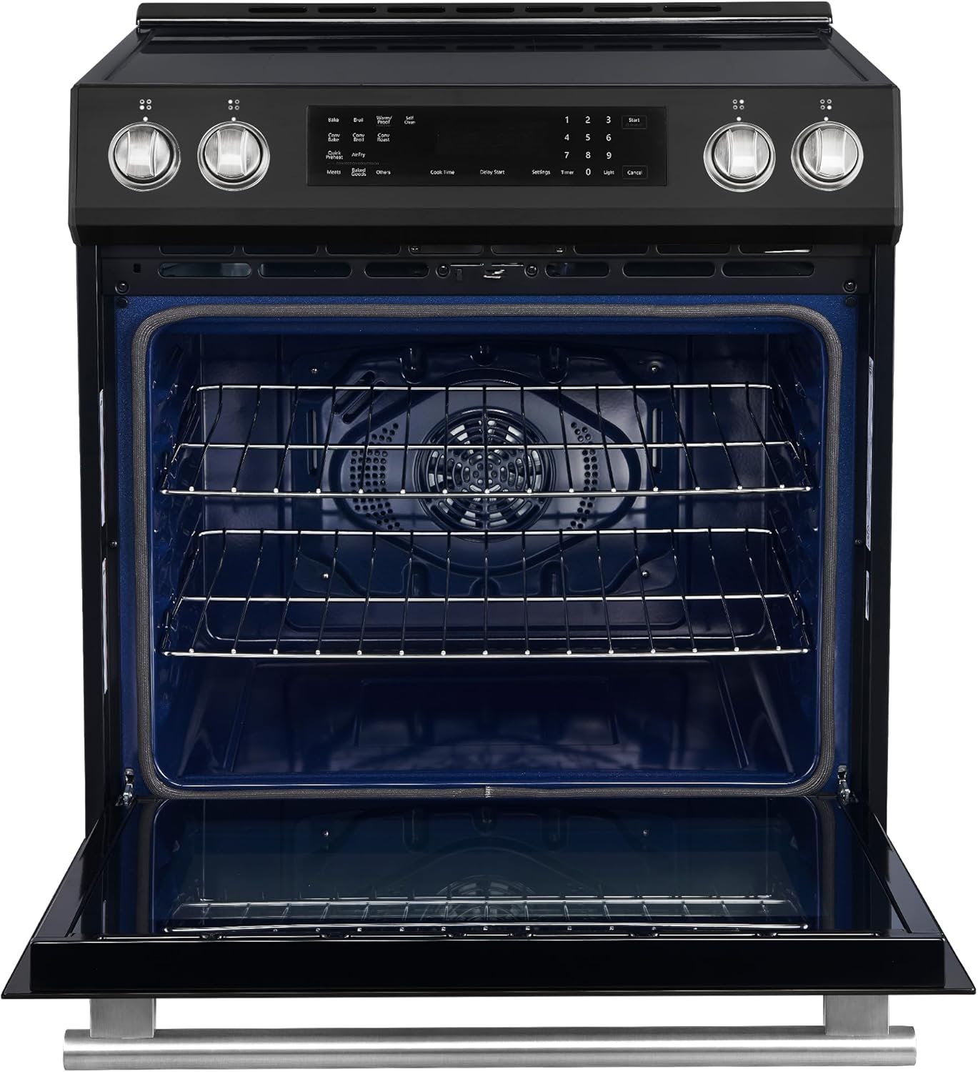 Forno Donatello 30-Inch Freestanding Induction Range, 5.0 cu.ft. Capacity – Stainless Steel with Antique Brass & Stainless Handle – LED Screen, 4 Radiant Elements, Convection Oven – Model FFRBI6468-30