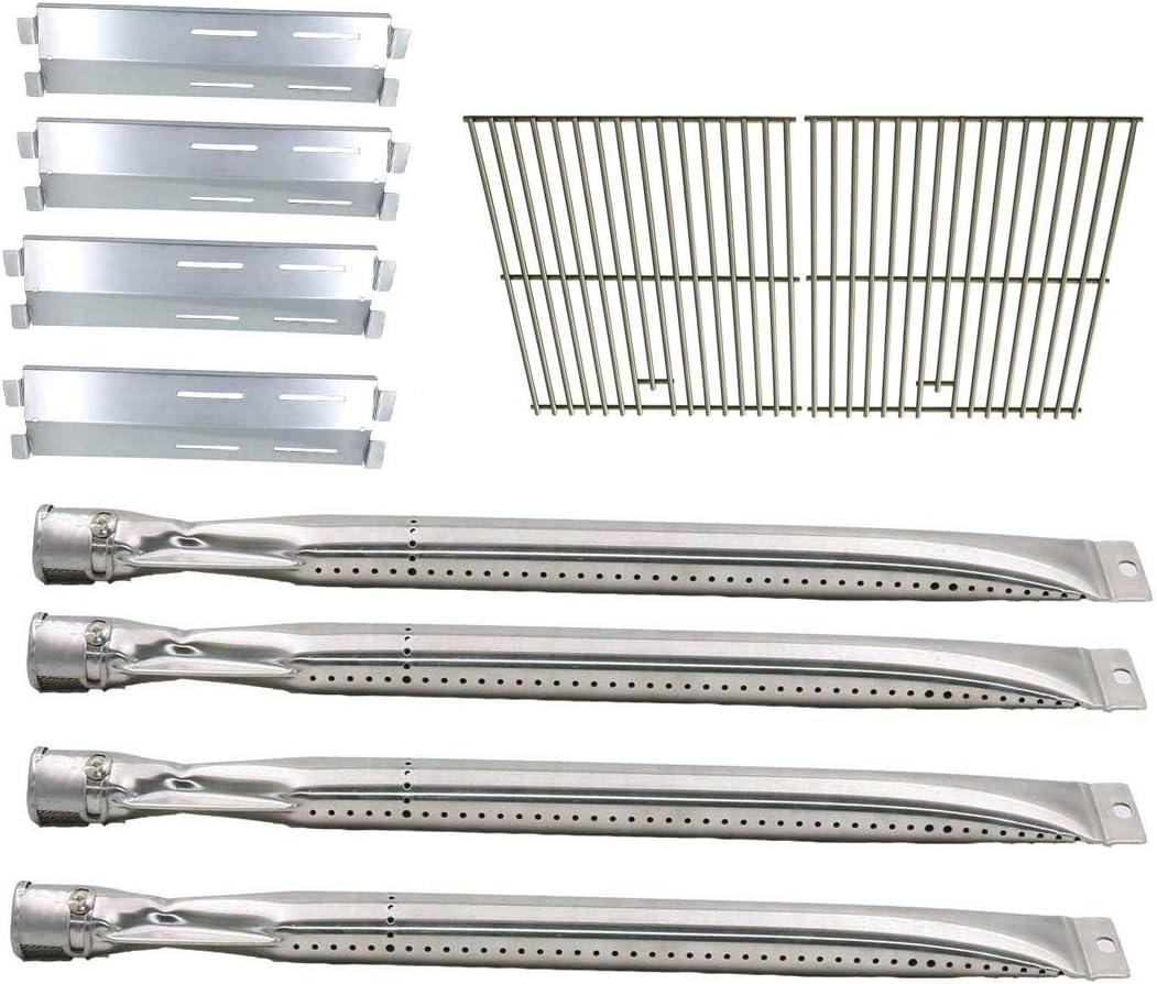 Replacement Kit for Grand Hall, Grill Chef SS64-LP, SS64-NG, SS64, SS64LP, SS64NG & Patio Chef Gas Models - 4 Burners, 4 Heat Plates & Stainless Steel Cooking Grates