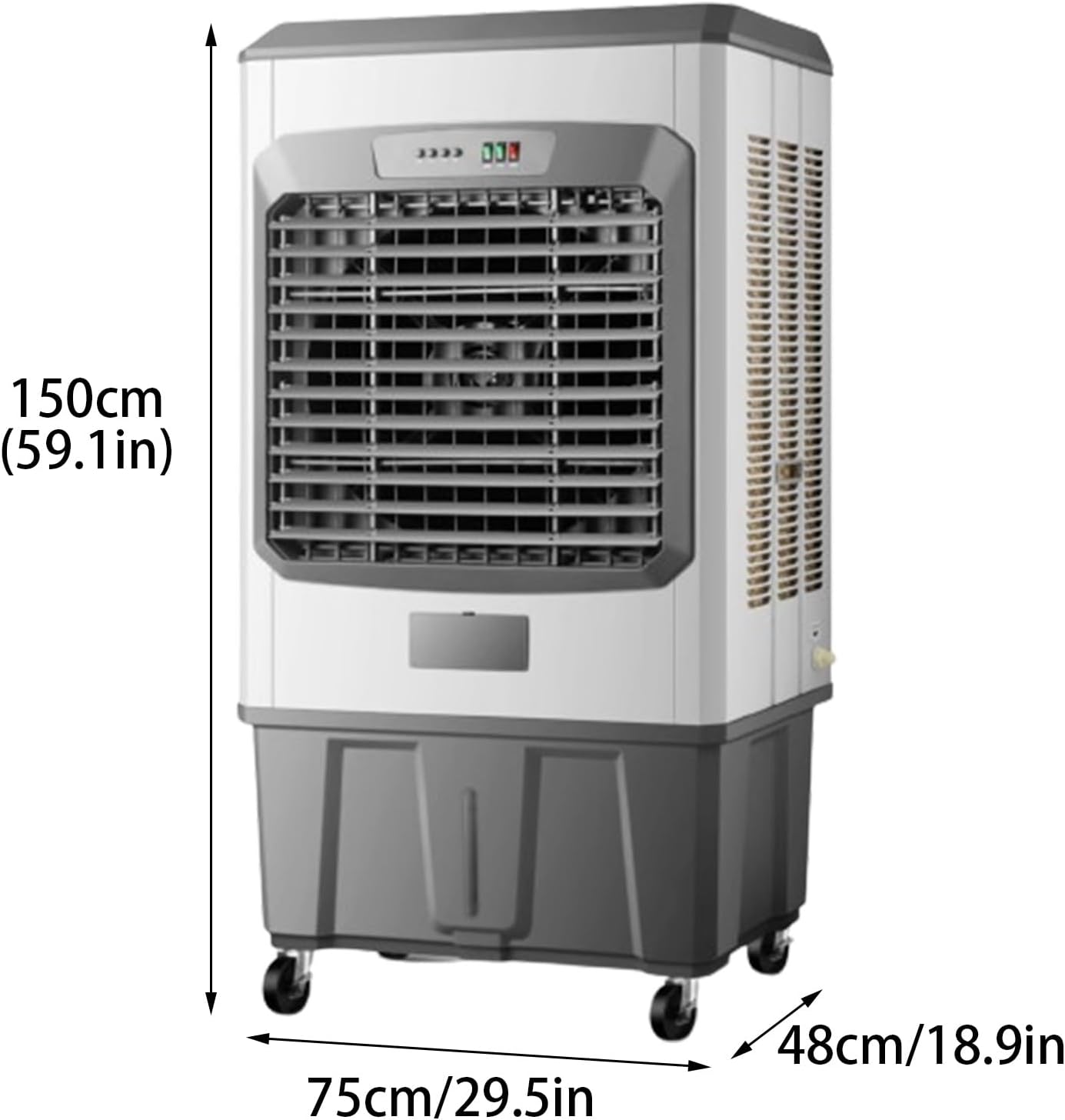 Portable Swamp Cooler, Evaporative Air Cooler with 3 Speeds, Industrial Air Conditioner for Indooor Outdoor Patio Garage(75 * 48 * 150cm)