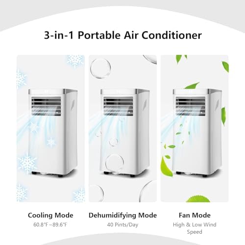 DORTALA Portable Air Conditioners 8000 BTU, AC Cooling Unit with Fan & Dehumidifier, Remote Control, 24H Timer, Window Kit, Standing AC for Bedroom, Dorm, Cools Up to 230 sq.ft
