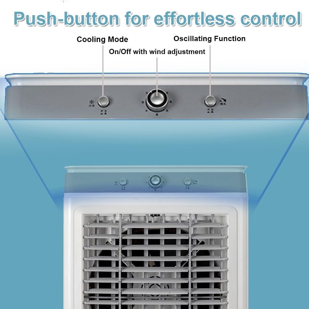 Generic Evaporative Air Cooler Portable, Energy Saved Cooling Fan With 9 Gal Tank, Swamp Cooler With Universal Wheel, Portable Air Conditioner For Bedroom Home Office