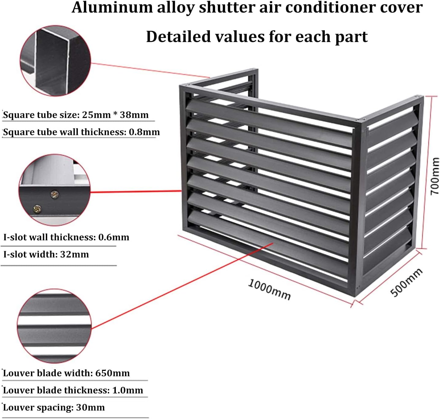 Cover for Outdoor Air Conditioning Cover Decorative Privacy Screen, Aluminum All-Weather Central Air Conditioner Protection Cover for Outside Units,freestanding Enclosure to Cover Garbage Or Ac Units
