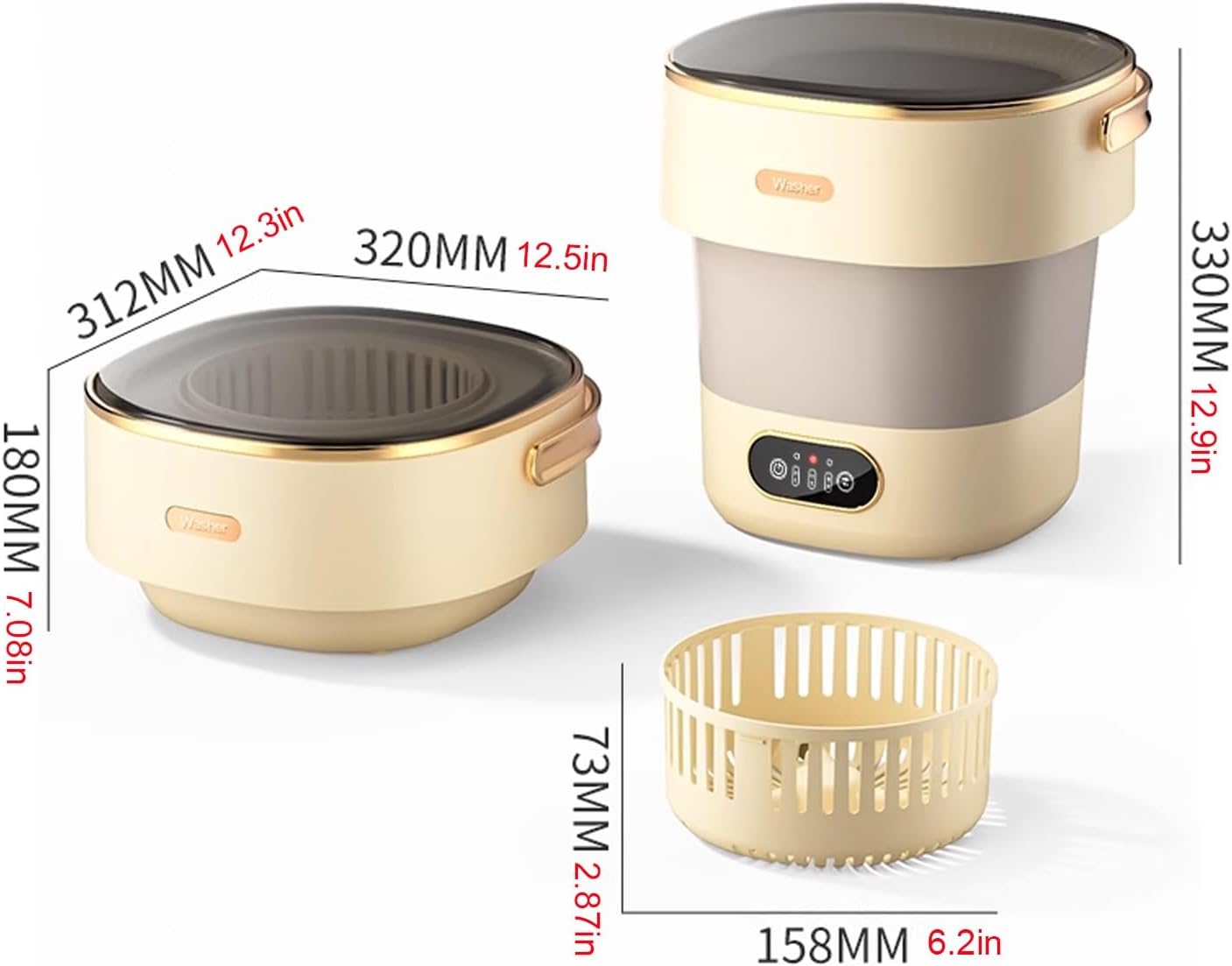 Mini Portable Washing Machine, Foldable Washer and Dryer, Upgraded Small Collapsible Washing Machine, Deep Cleaning Of Underwear,Baby Clothes,or Small Items, for Apartment,Camping,Travel(Pink)