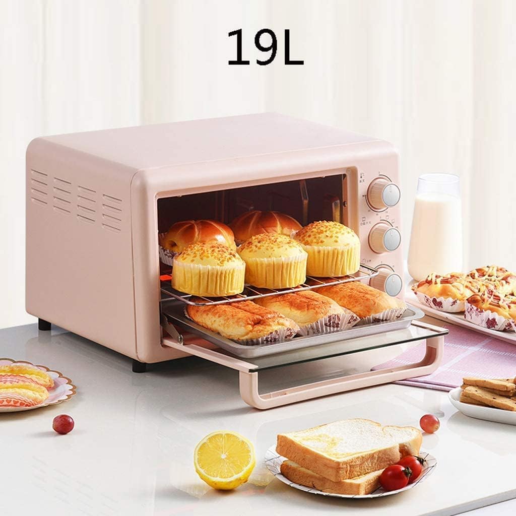 19L Mini Oven Adjustable Temperature 0-240 ℃ and 60 Minutes Timer 3 Heating Modes Home Baking Cake Barbecue Electric Oven Double Baking Position Toughened Glass Door 1200W Commodity Cod Aestheti