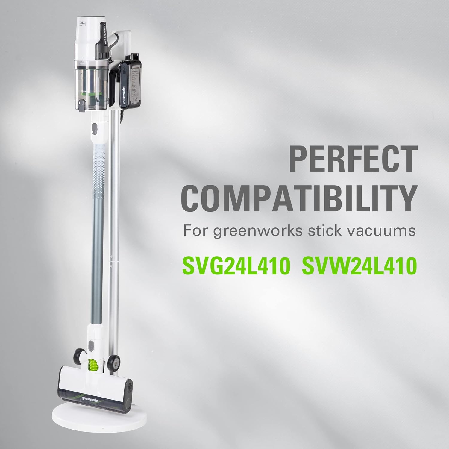 Greenworks Stick Vacuum Foldable Stand for Charger (White), Works with Greenworks 24V Stick Vacuums (SVW24L411, SVG24L411, ‎SVW24L410, ‎SVG24L410)