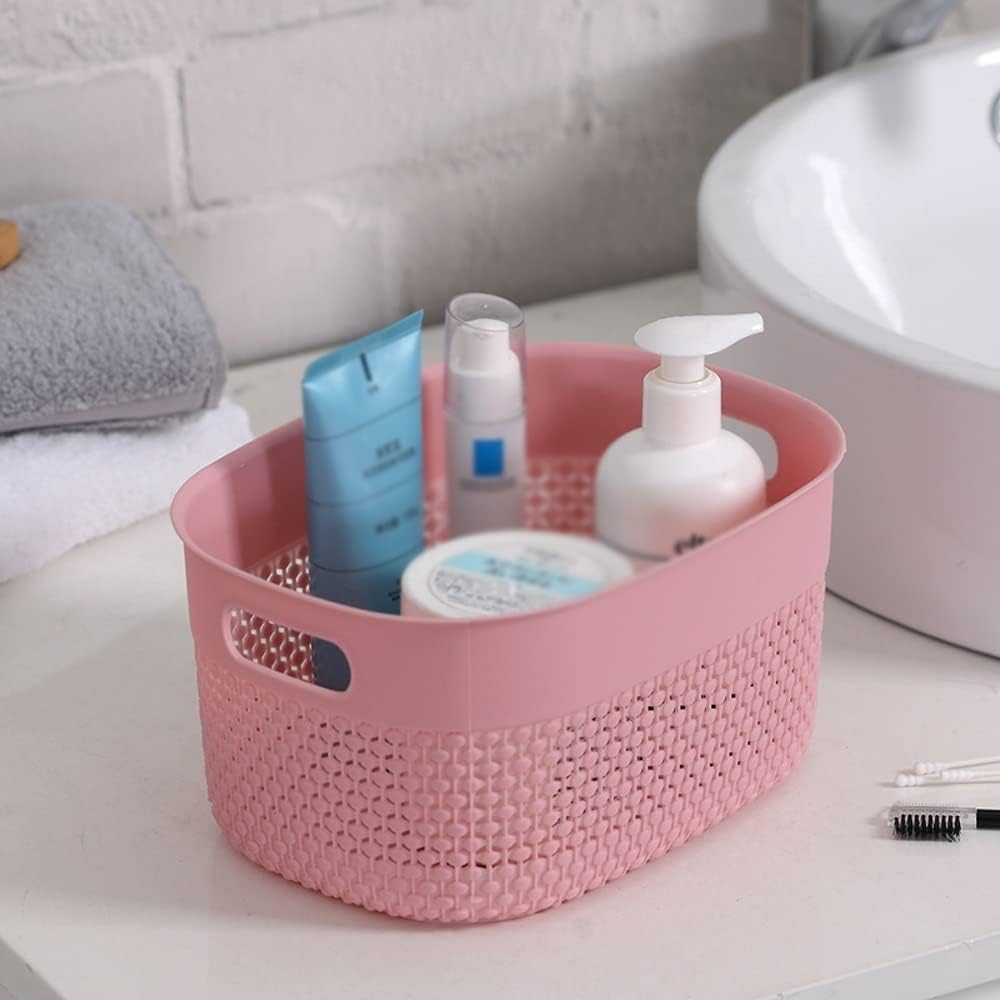 INLIMA Appliance Shelf for Kitchen Rattan Storage Baskets, Rectangular Plastic Fruit Baskets, Storage Boxes for Sundries, Kitchen Vegetable Storage Baskets. (Color : Blue, Size : Small)