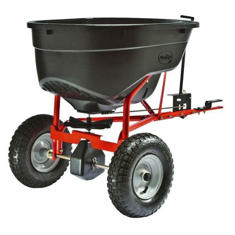130 lbs Cap Broadcast Tow Behind Spreader for Salt, Fertilizer & Grass Seed, Up to 4 ft Spread, Mfr: 45-0463-A