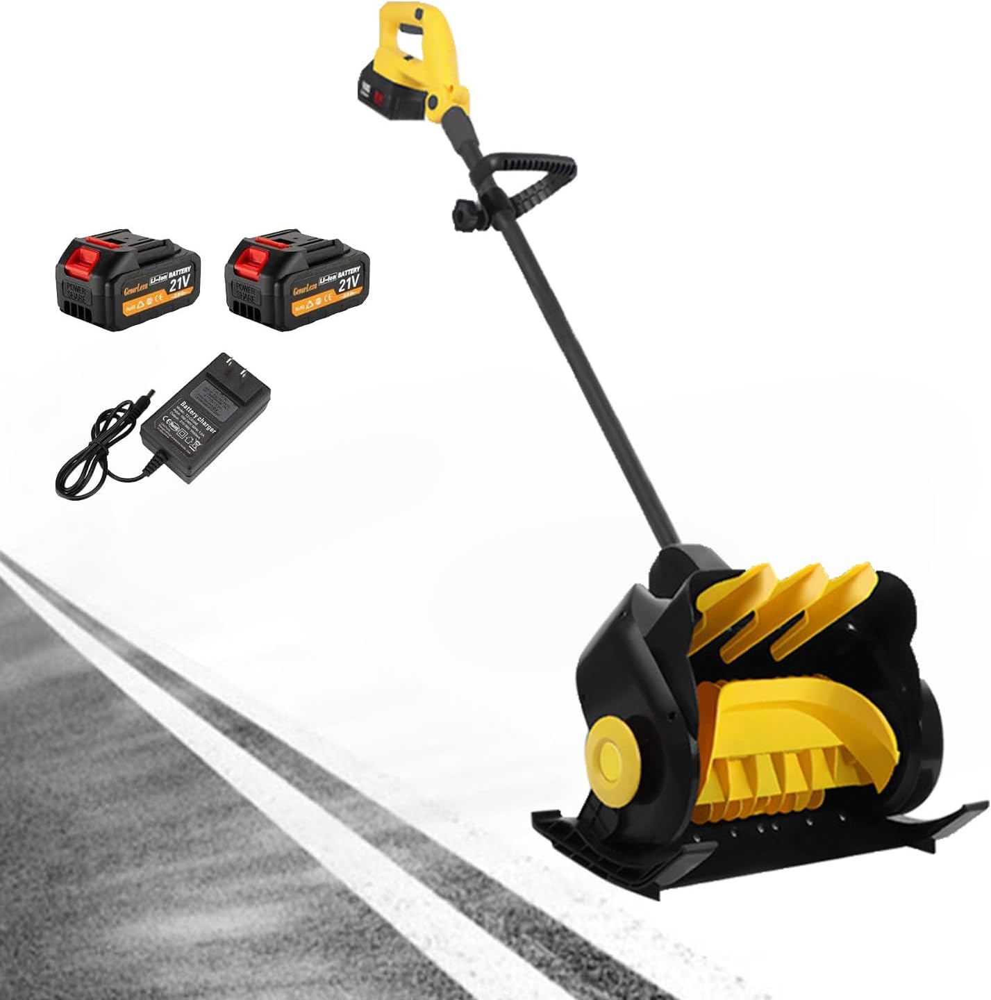 Lightweight Cordless Snow Shovel, 2*15000mAh Snow Blower Thrower - Adjustable Front Handle, Adjustable Throw Plate, 16''*6'' Clearing Area, 33' Throwing Distance, Power Shovel for Driveway Deck