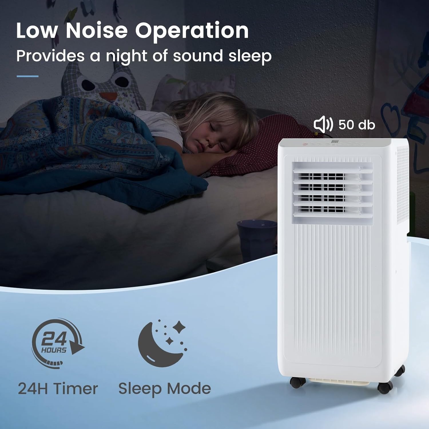 KOTEK Portable Air Conditioners, 10000 BTU Cools up to 350 Sq.Ft, Auto Swing 4-in-1 AC Unit for Bedroom with Dehumidifier, Fan & Window Kit, Room Air Conditioner Portable for Home Office (10000BTU)