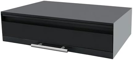 Countertop Drawer | Microwave Stand with Pull-Out Shelf & Drawer | Rust-Resistant Carbon Steel | Modern White Design | Easy Assembly | Fits Small Appliances & Kitchen Essentials (Black)