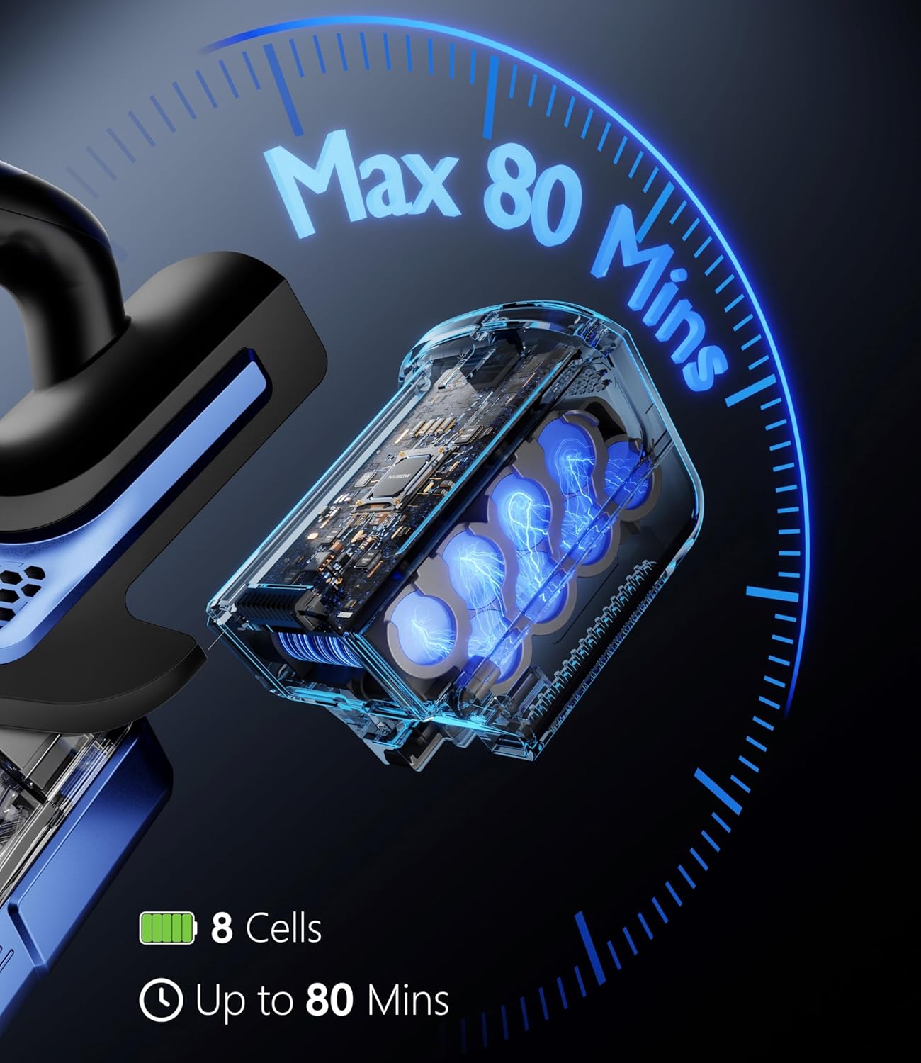 Cordless Vacuum Cleaner for Home, 45Kpa Stick Vacuum, Max 80mins Runtime, 1.5L Dust Cup, Rechargeable Lightweight Handheld Vacuum for Carpet/Hardwood Floor/Pet Hair/Car (Navy Blue)