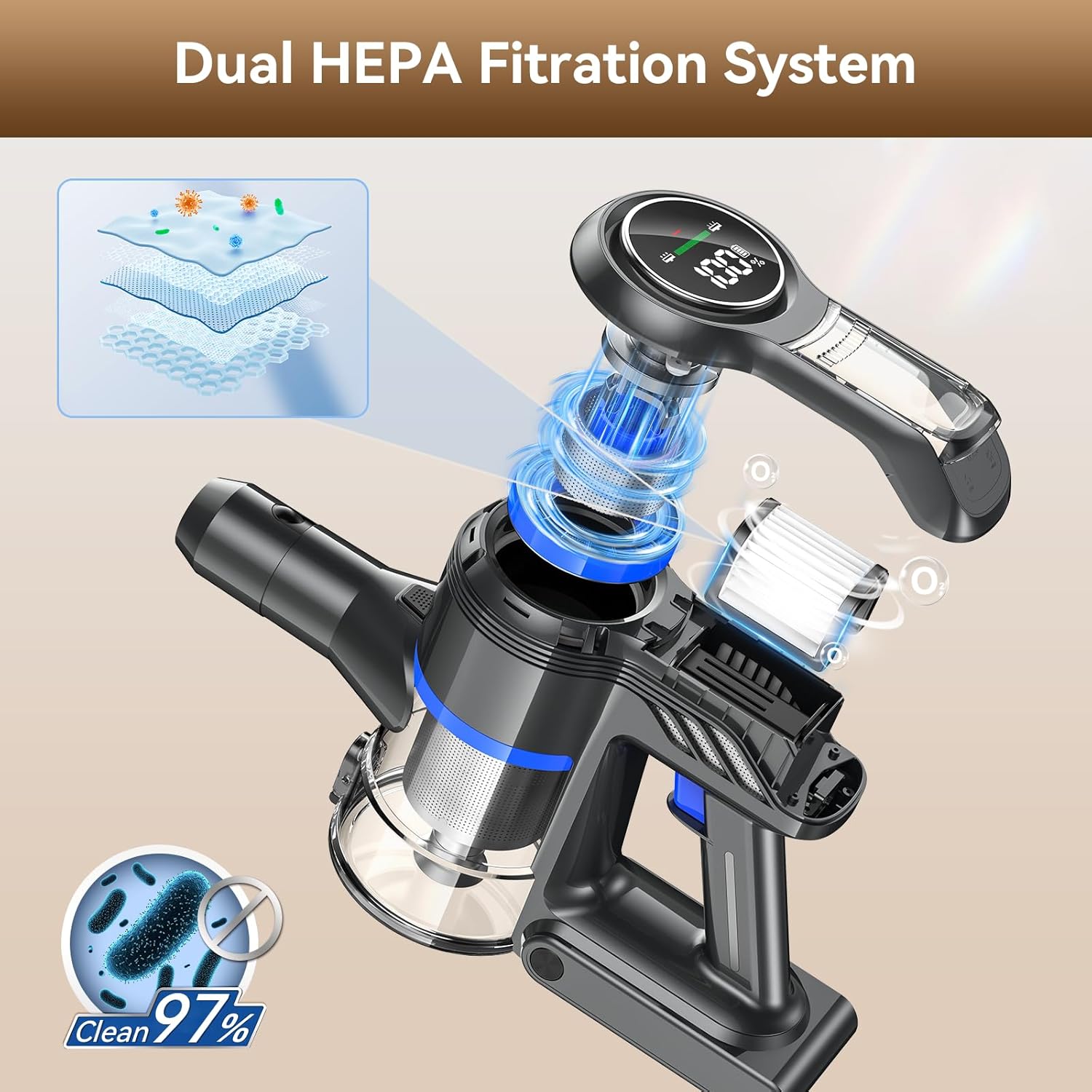 DREAME J30-W Cordless Vacuum Cleaner with LED Headlights, 450W Powerful Suction, 65-Min Runtime, Detachable Battery, One-Touch Emptying, Stick Vacuum Cleaner for Pet Hair, Carpet & Hard Floor