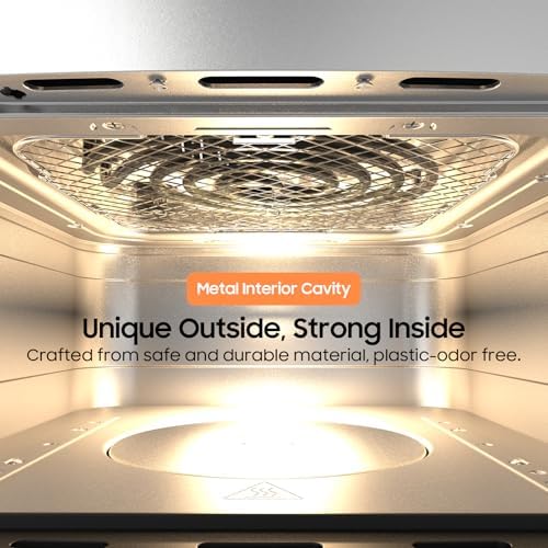 Iceagle Stainless Steel Air Fryer 9 Quart - Airfryer XXL with Large Viewing Window, Dual Heating Elements, 12-in-1 Function to Roast, Bake, Broil, Defrost, Reheat, Dishwasher-Safe Parts, 1700W, Siver