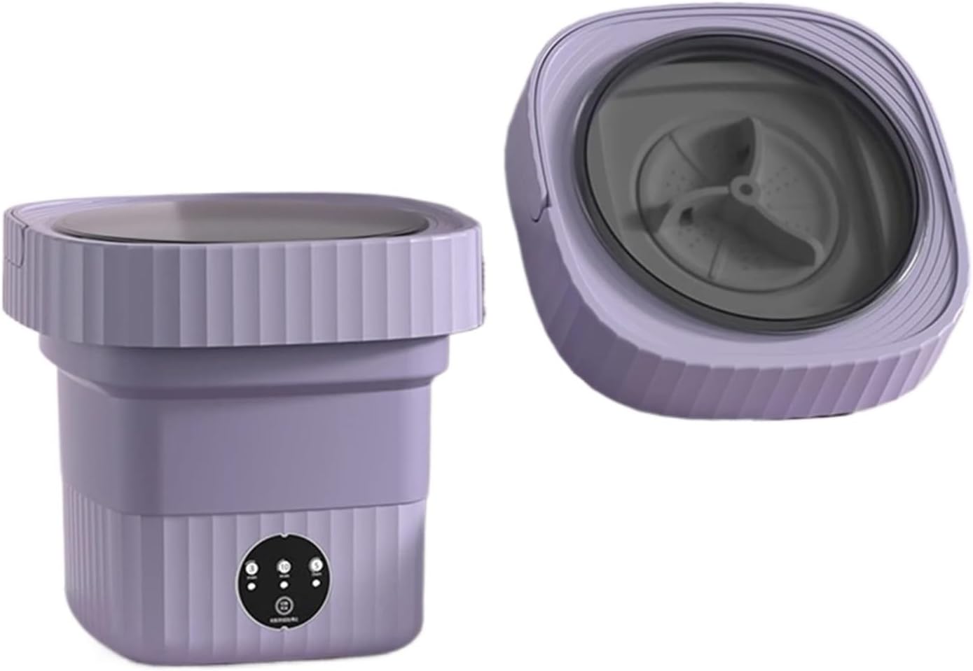 Small Washing Machine, 10L Folding Portable Washing Machine Large Capacity Clothes Spin Dryer Bucket Travel Underwear Socks Ultrasonic Mini Washer for Home RV Camping Dorm(Purple)