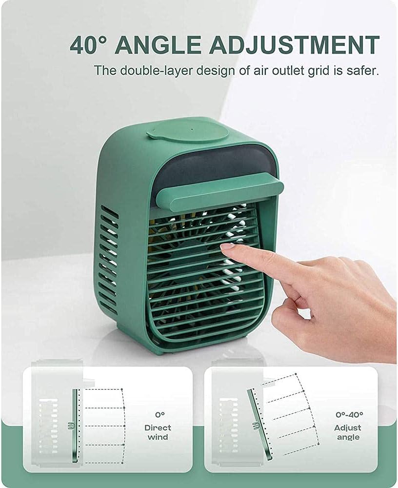 Upgrade Mini Air Conditioner USB Portable Air Conditioner Household Air Cooler Cooling Humidifying Desktop Air Conditioner Fan-Green